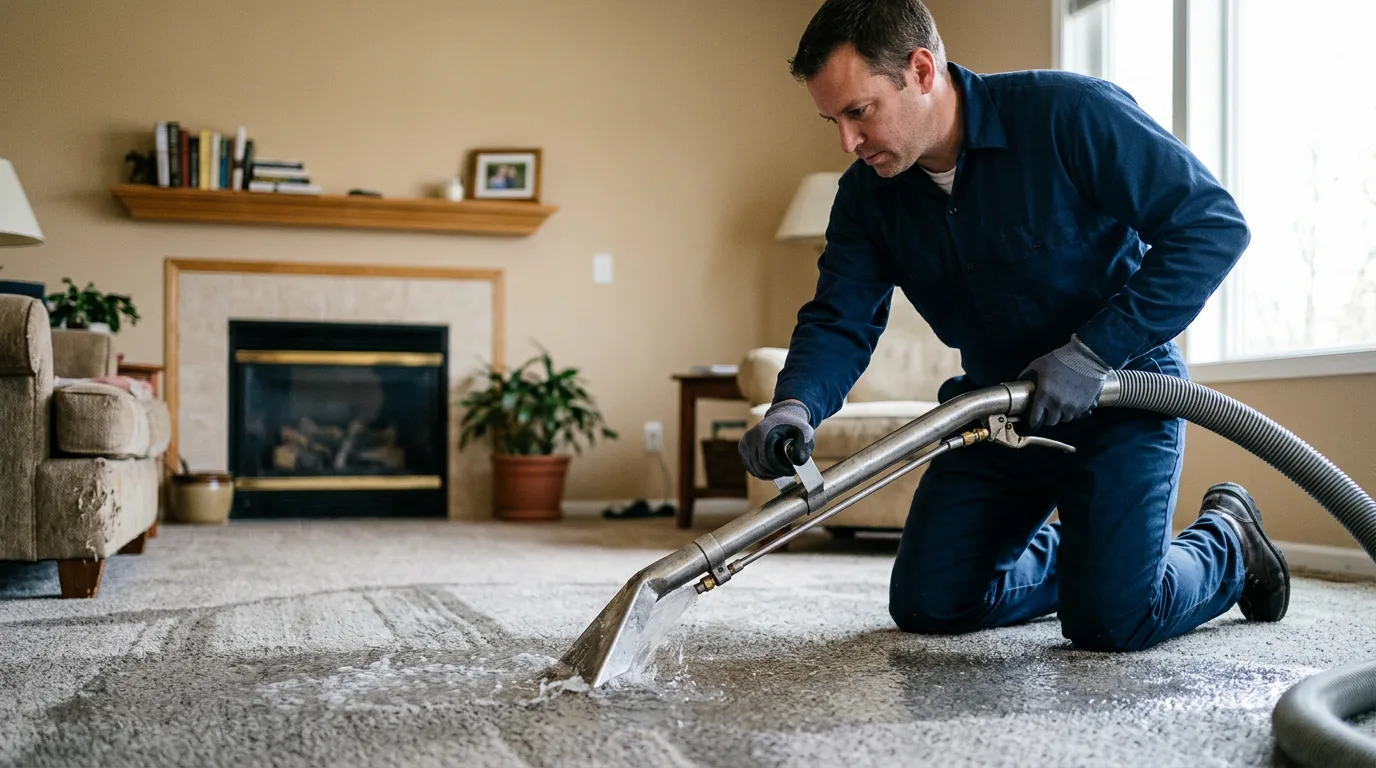 Water damage restoration technician working near Dublin, OH